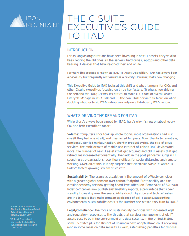 THE C-SUITE EXECUTIVE’S GUIDE TO ITAD