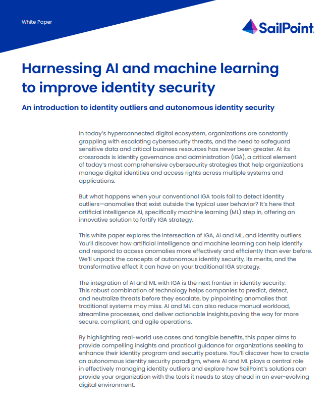 Harnessing AI and machine learning to improve identity security
