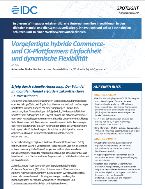 IDC Spotlight Paper: Precomposed Hybrid Platforms for Commerce and Customer Experience DE