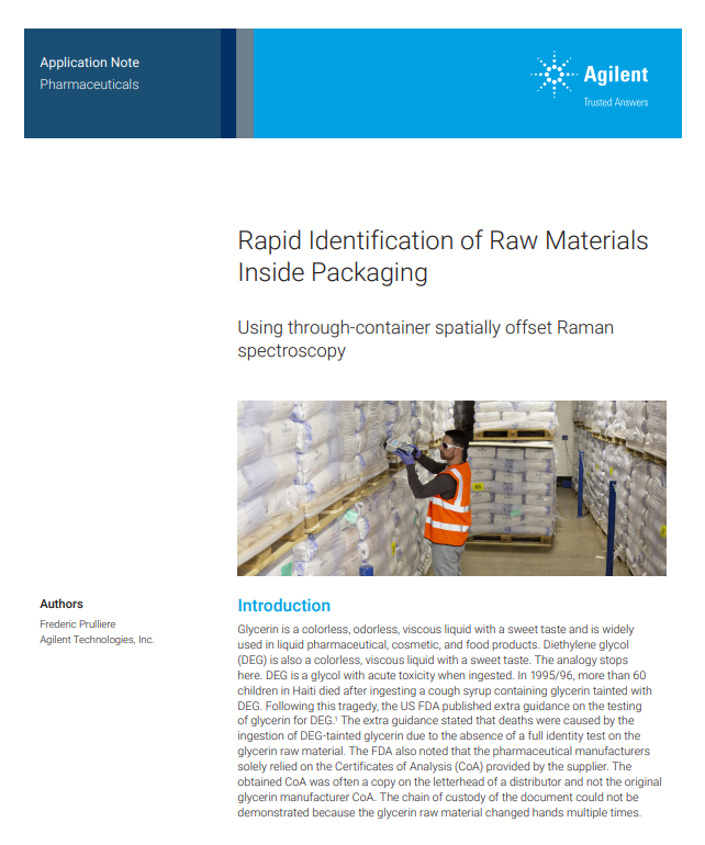 Rapid Identification of Raw Materials Inside Packaging