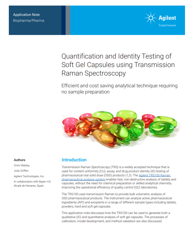 Quantification and Identity Testing of Soft Gel Capsules using Transmission Raman Spectroscopy