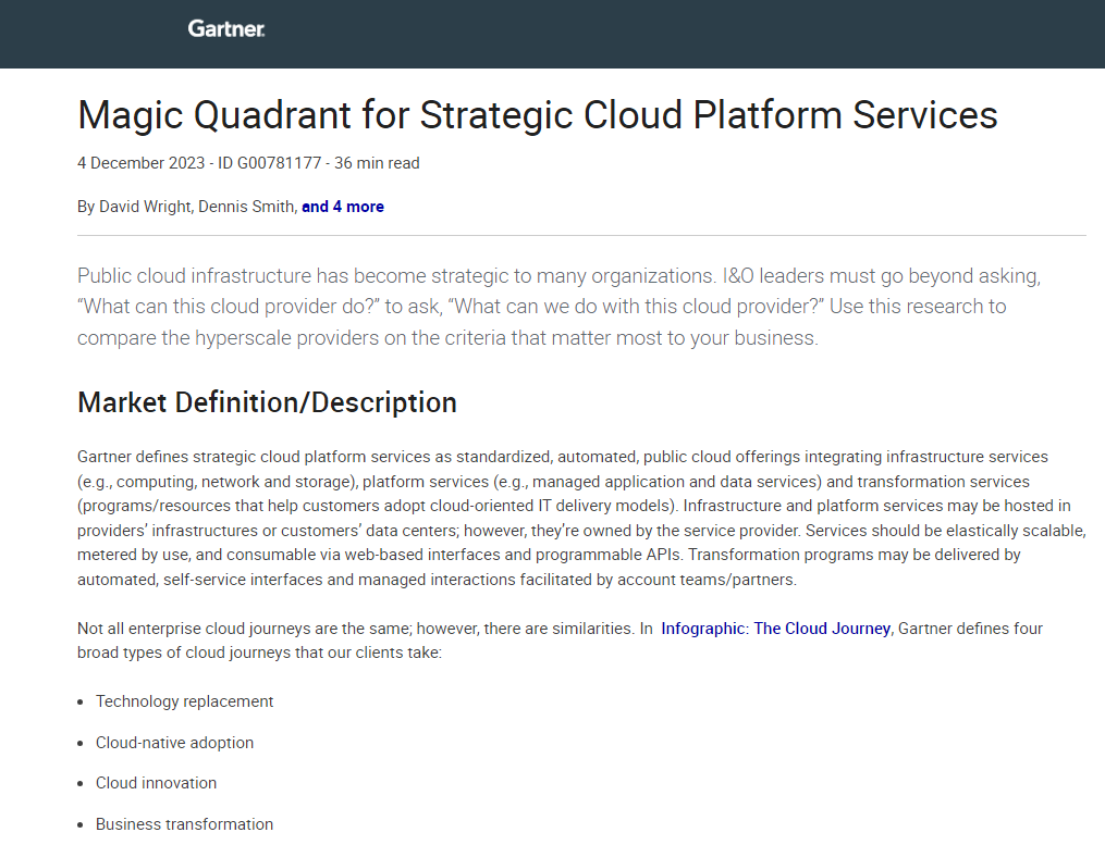 Google is named a Leader in 2023 Gartner® Magic Quadrant™ for Strategic Cloud Platform Services