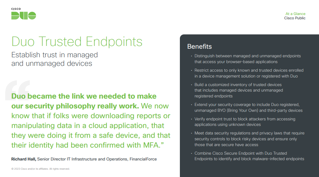 Duo Trusted Endpoints: Establish trust in managed and unmanaged devices