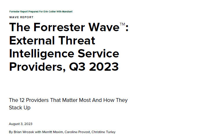 Forrester Wave: Threat Intel Service Providers, Q3 2023