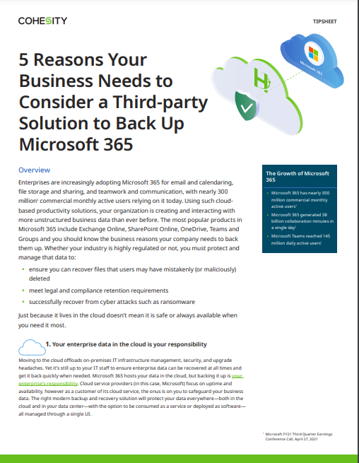 5 Reasons Why You Need a Third-party Solution to Back Up Microsoft 365