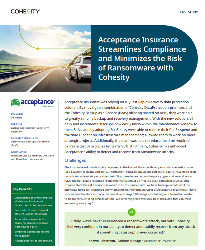 Case Study: Why Acceptance Insurance is Confident in Ability to Detect and Rapidly Recover from Any Attack