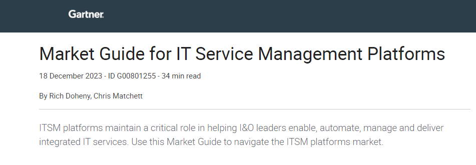 Market Guide for IT Service Management Platforms