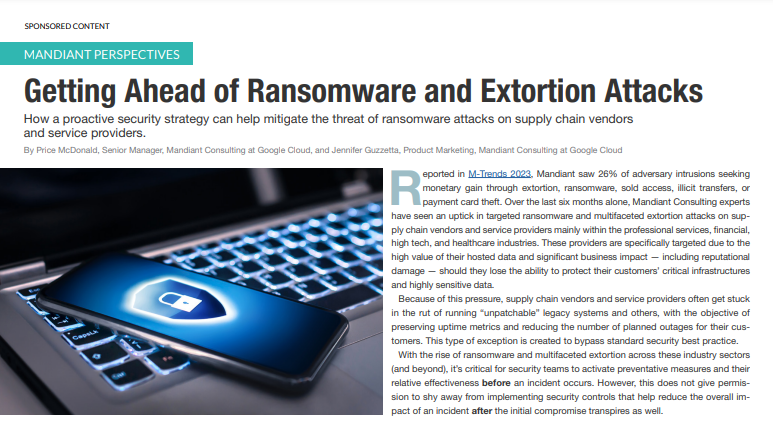 Getting Ahead of Ransomware and Extortion Attacks