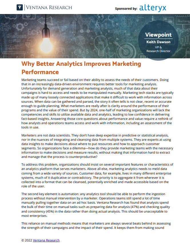 Ventana: Why Better Analytics Improves Marketing Performance
