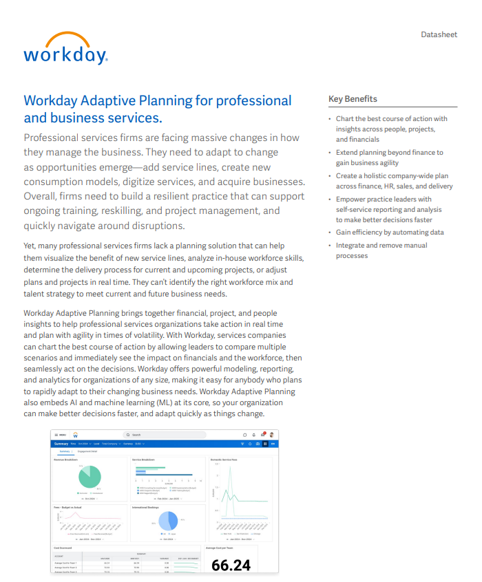 Workday Adaptive Planning for Professional and Business Services