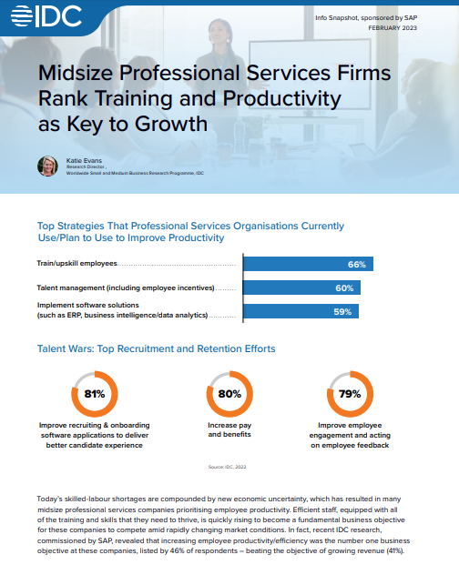 IDC Info Snapshot: Midsize Professional Services Firms Rank Training and Productivity as Key to Growth