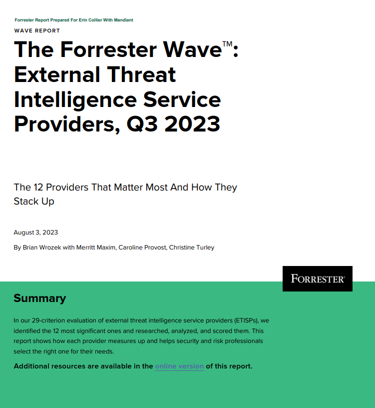 Forrester Wave: Threat Intel Service Providers, Q3 2023