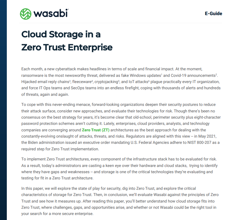Cloud Storage in a Zero Trust Enterprise