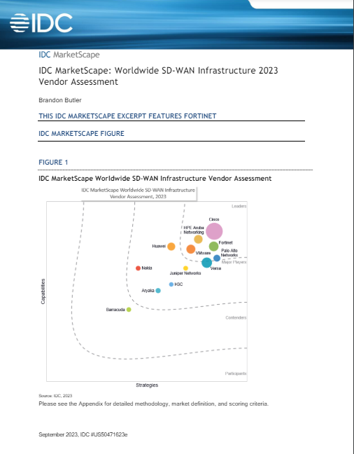 IDC MarketScape Analyst Report - Worldwide SD-WAN Infrastructure 2023 Vendor Assessment