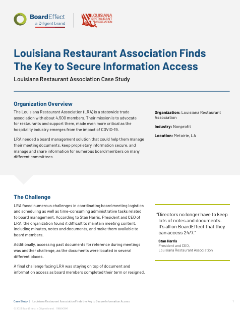 BoardEffect Louisiana Restaurant Association Case Study