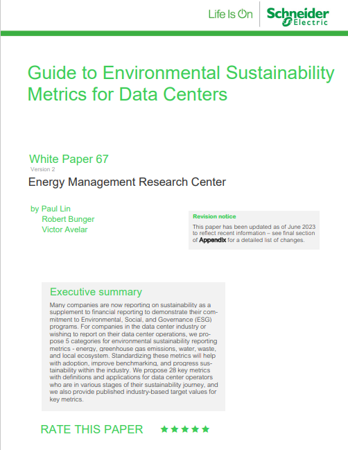 Guide to Environmental Sustainability Metrics for Data Centers