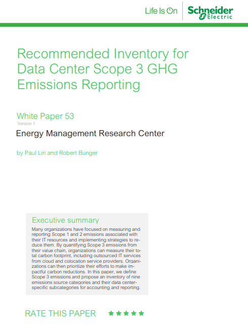 Recommended Inventory for Data Center Scope 3 GHG Emissions Reporting