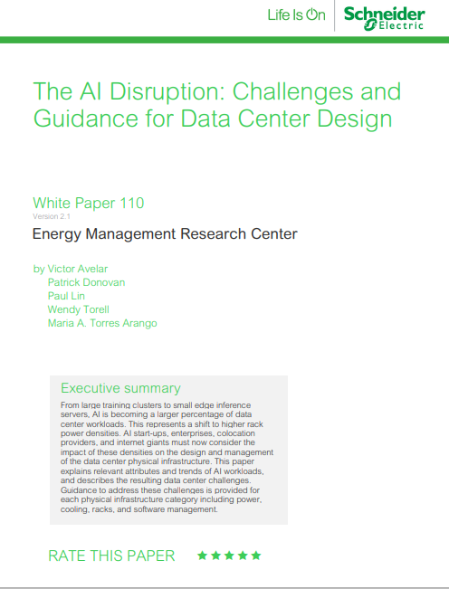 The AI Disruption: Challenges and Guidance for Data Center Design