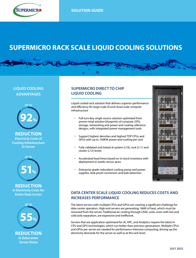 SUPERMICRO RACK SCALE LIQUID COOLING SOLUTIONS
