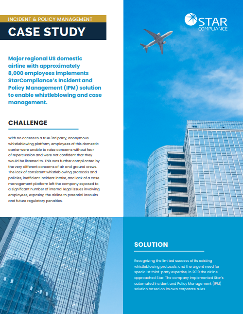 Case Study: Major US Airline Implements Whistleblowing and Case Management Solution