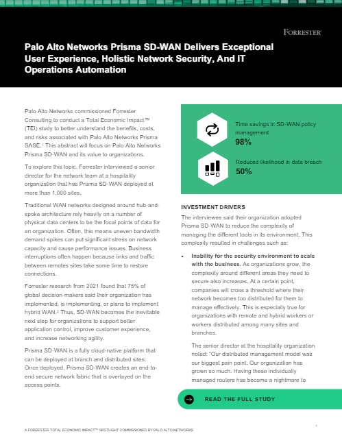 Palo Alto Networks Prisma SD-WAN Delivers Exceptional User Experience, Holistic Network Security, And IT Operations Automation