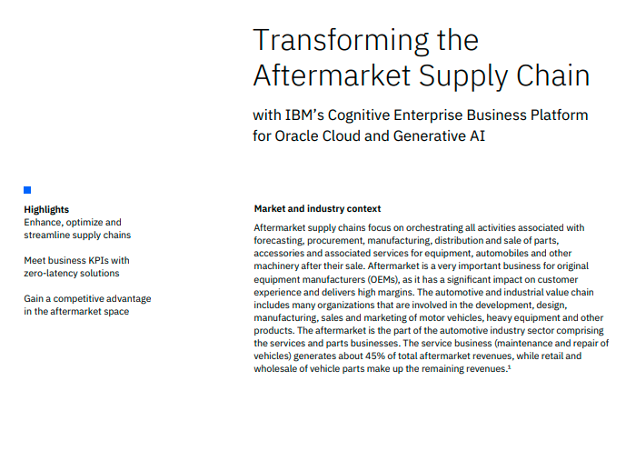 Transforming the Aftermarket Supply Chain