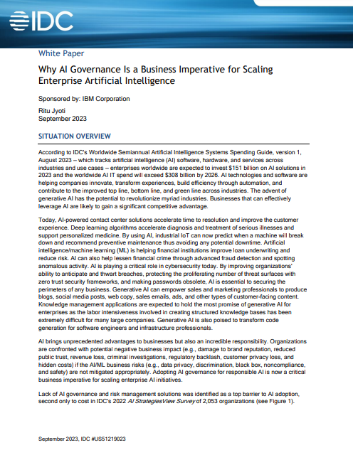 Why AI Governance Is a Business Imperative for Scaling Enterprise Artificial Intelligence