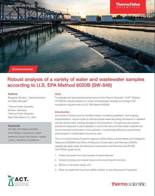 Robust analysis of a variety of water and wastewater samples  according to U.S. EPA Method 6020B (SW-846)