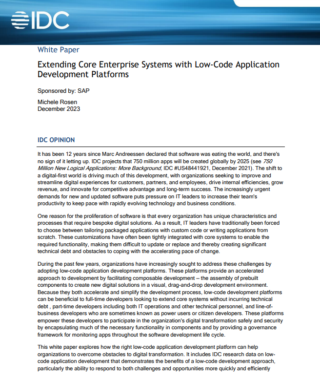 Extending Core Enterprise Systems with Low-Code Application Development Platforms