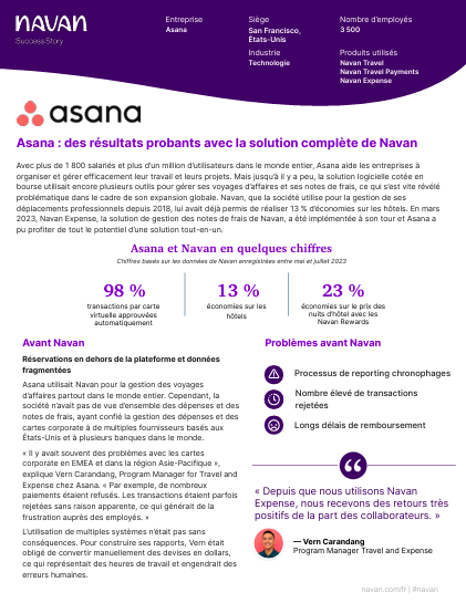 Asana : des résultats probants avec la solution complète de Navan