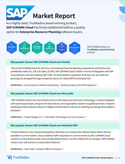 See why SAP S/4HANA Cloud stands out in this TrustRadius Market Report