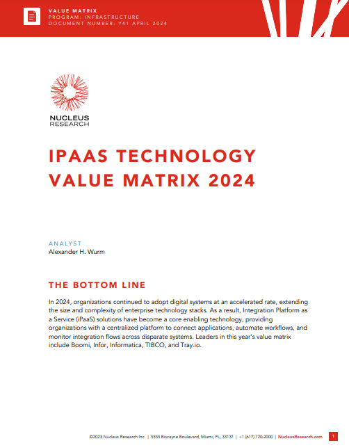 Nucleus Research iPaaS Technology Value Matrix 2024