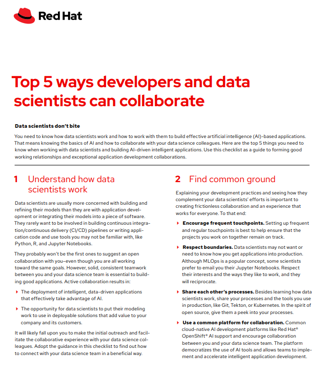 Top 5 ways developers and data scientists can collaborate