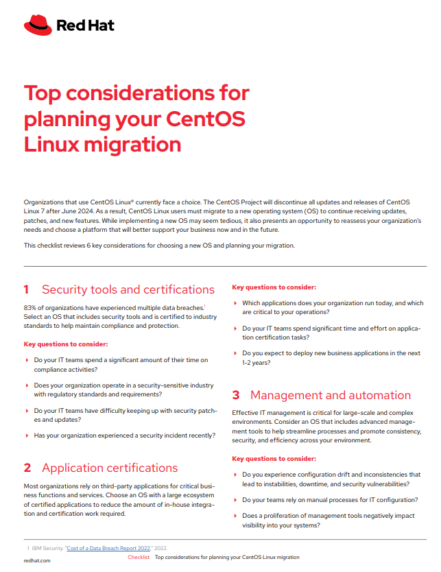 Top considerations for planning your CentOS Linux migration