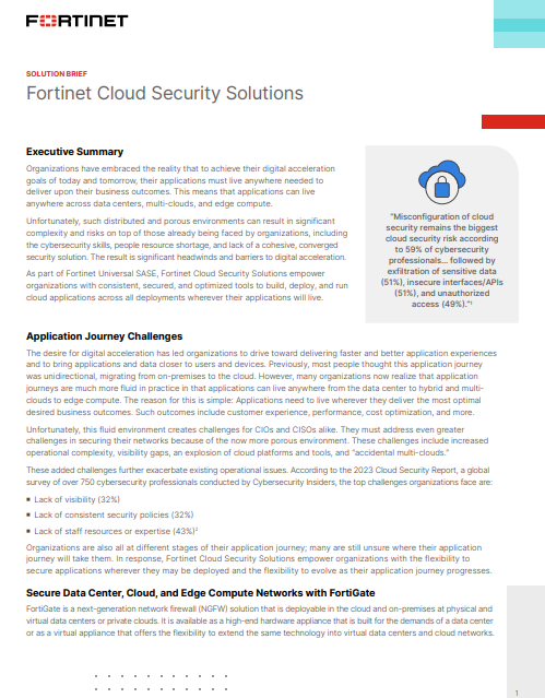 Fortinet Cloud Security Solutions