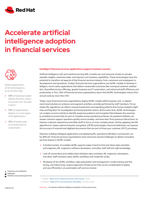 Accelerate artificial intelligence adoption in financial services