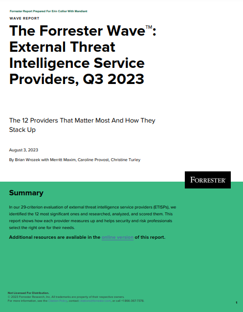 Forrester Wave: Threat Intel Service Providers, Q3 2023