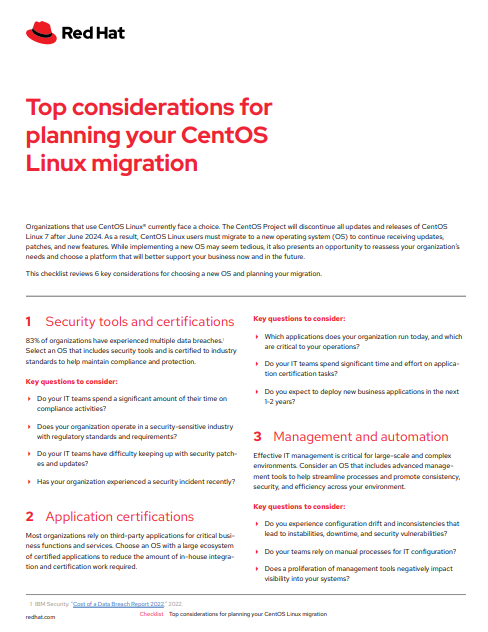 Top considerations for planning your CentOS Linux migration