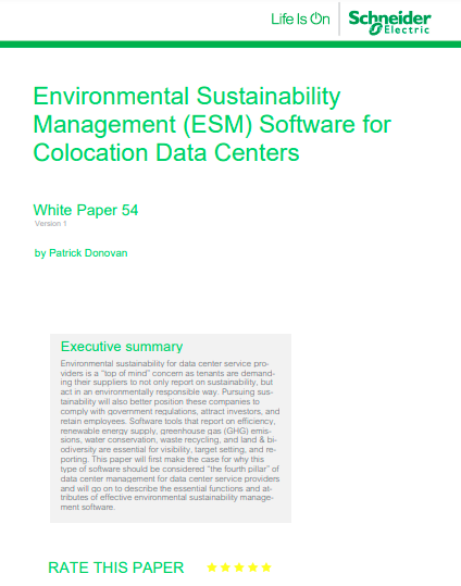 Environmental Sustainability Management (ESM) Software for Colocation Data Centers