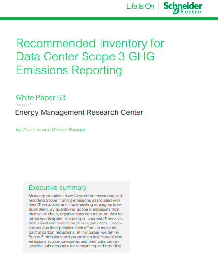 Recommended Inventory for Data Center Scope 3 GHG Emissions Reporting