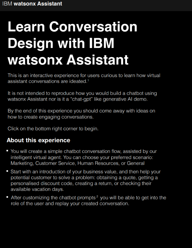 IBM watsonx Assistant Conversation Builder