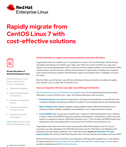 Rapidly migrate from CentOS Linux 7 with cost-effective solutions