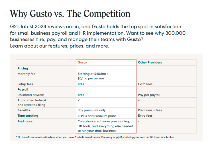 Why Gusto vs. The Competition