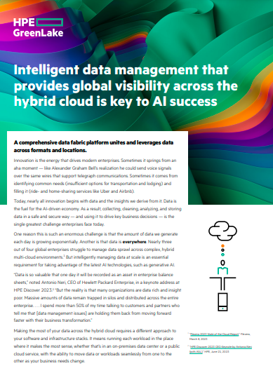 Intelligent data management that provides global visibility across the hybrid cloud is key to AI success