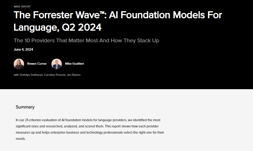 Google is a Leader in The Forrester Wave™: AI Foundation Models For Language, Q2 2024