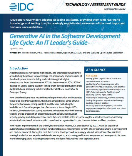 The IDC IT leader’s guide to gen AI for software development