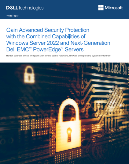 Bénéficiez d’une protection de sécurité avancée grâce aux capacités combinées de Windows Server 2022 et des serveurs Dell EMC™ PowerEdge™ de nouvelle génération